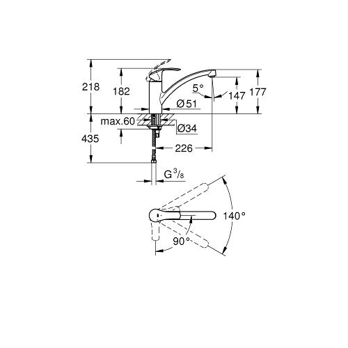 Grohe Eurosmart 1/2 Inch Single Lever Chrome Sink Mixer