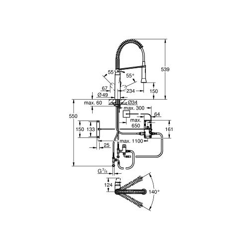 Grohe K7 1/2 Inch Foot Control Electronic Single Lever Sink Mixer